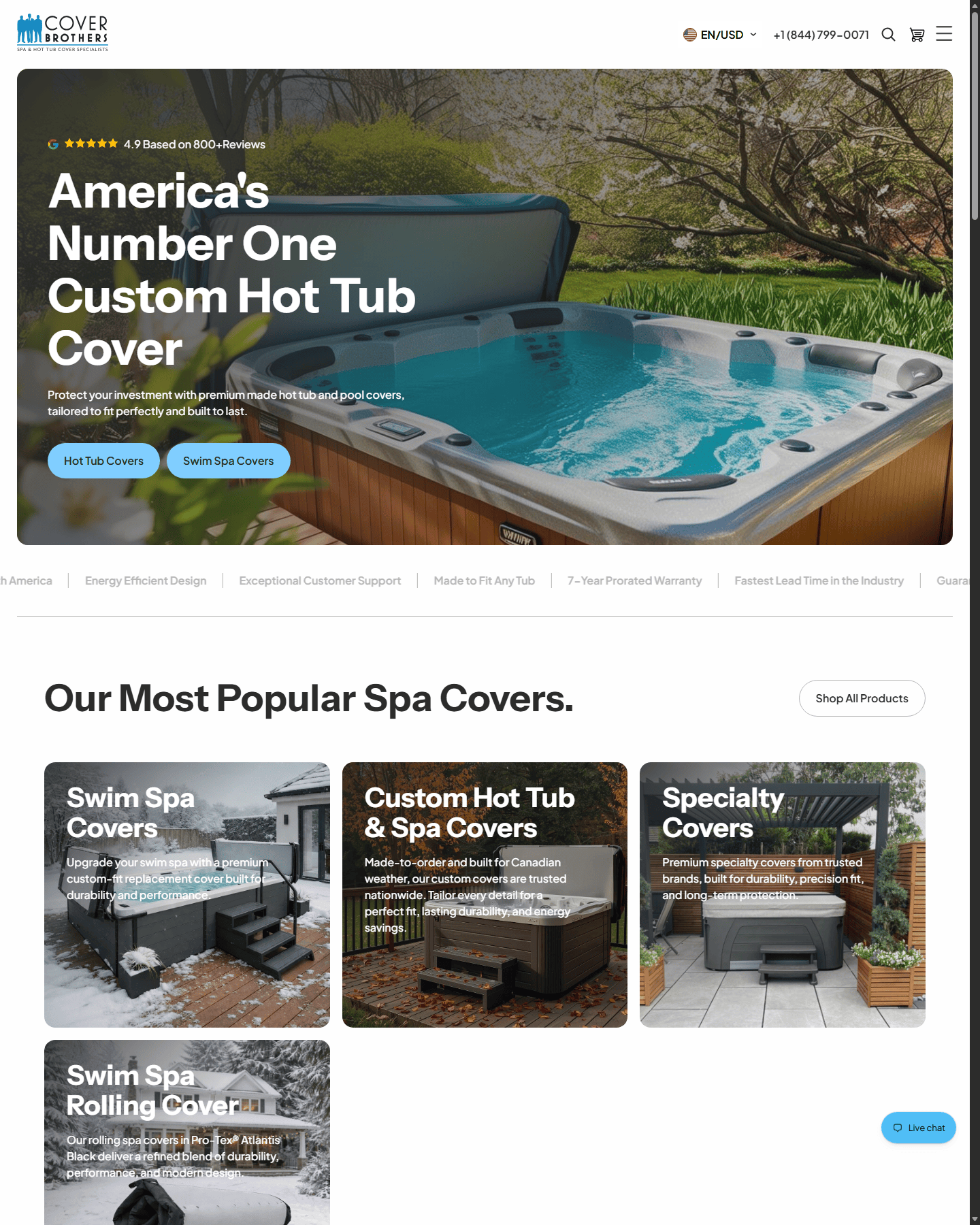 Desktop implementation of The Cover Brothers Shopify homepage based on Sher Agency's approved visual direction.