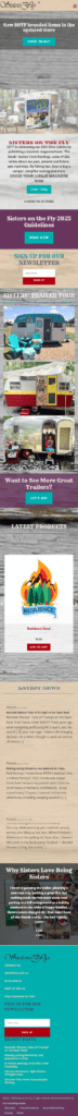 Mobile screenshot of the Sisters on the Fly homepage implementation.